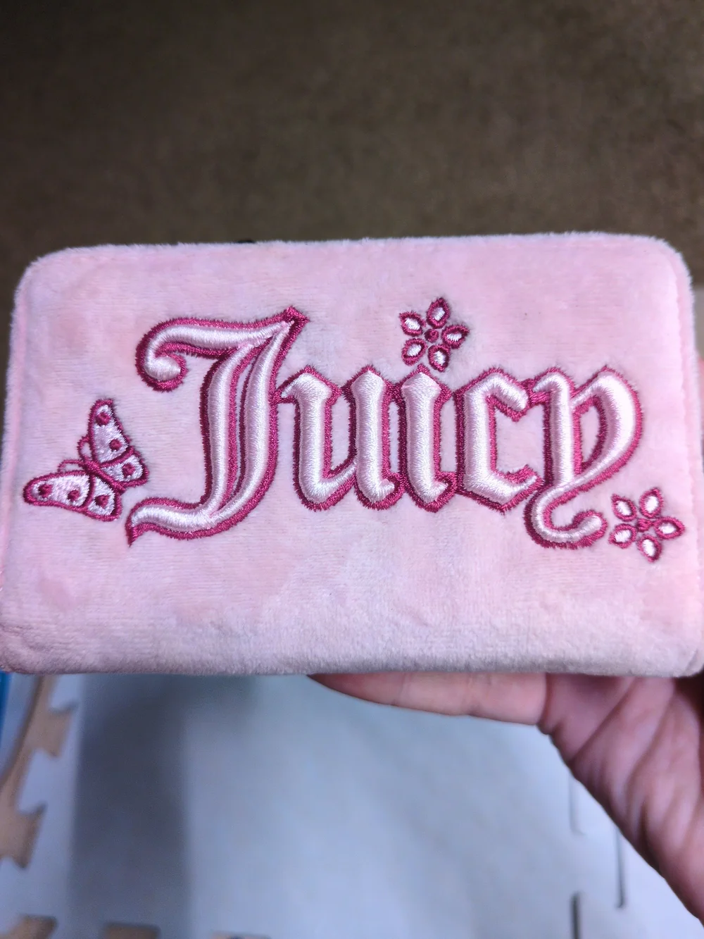 Juicy Couture Pink Plush 'Juicy' Zip Wallet